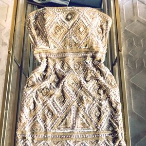 Gorgeous Adrianna Papell Gold Beaded Dress (New)
